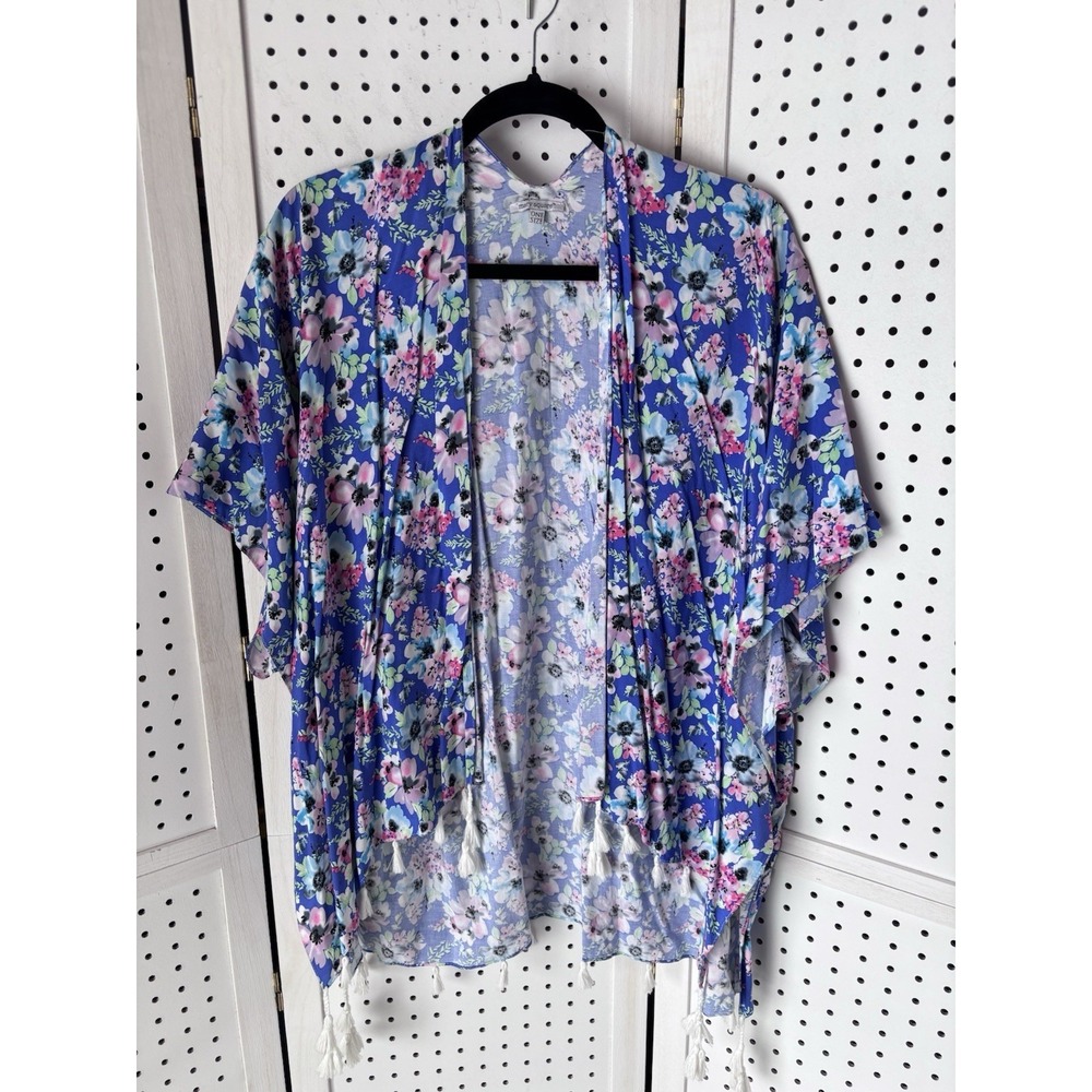 Mary Square Open Drape Floral Fringe Shawl Cardigan‎ Feminine Romantic One Size